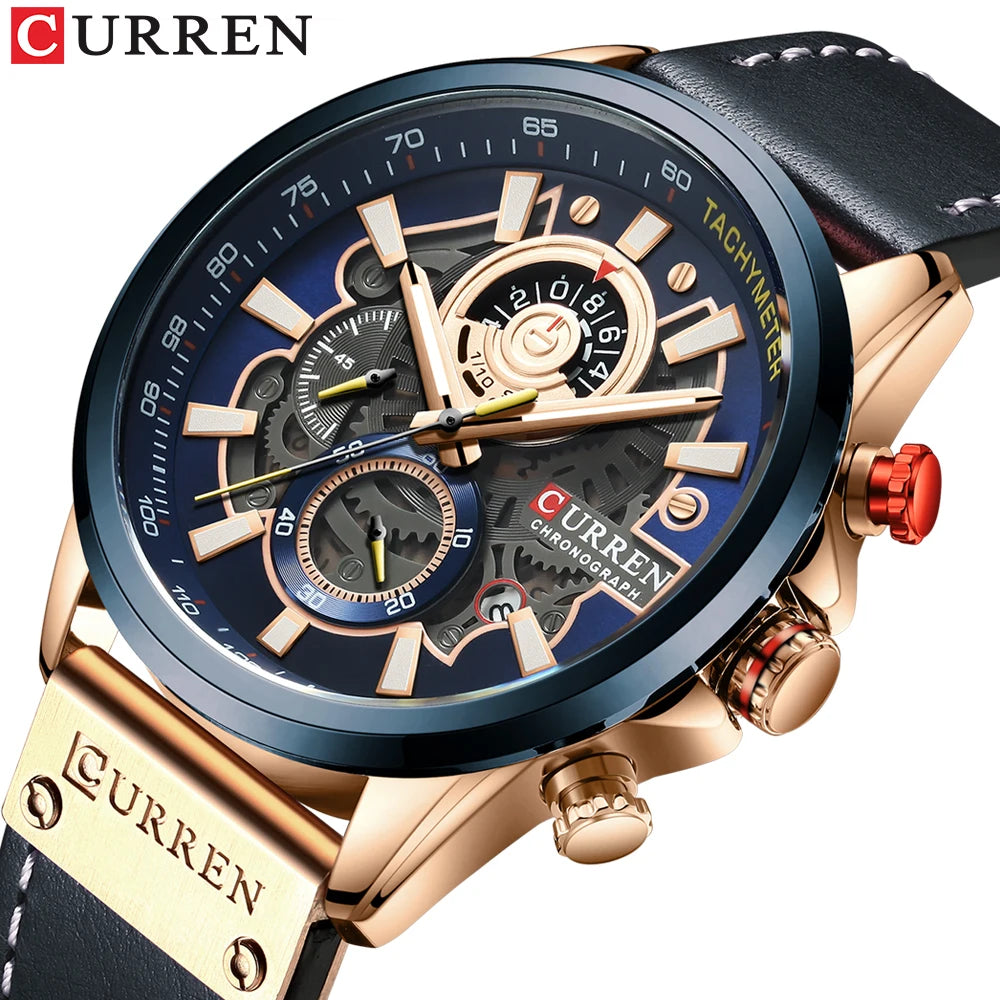 CURREN Watch 8380 Fashion Business Leather Wristwatches Casual Chronograph Waterproof Clock Watches Men Wrist Relogio Masculino
