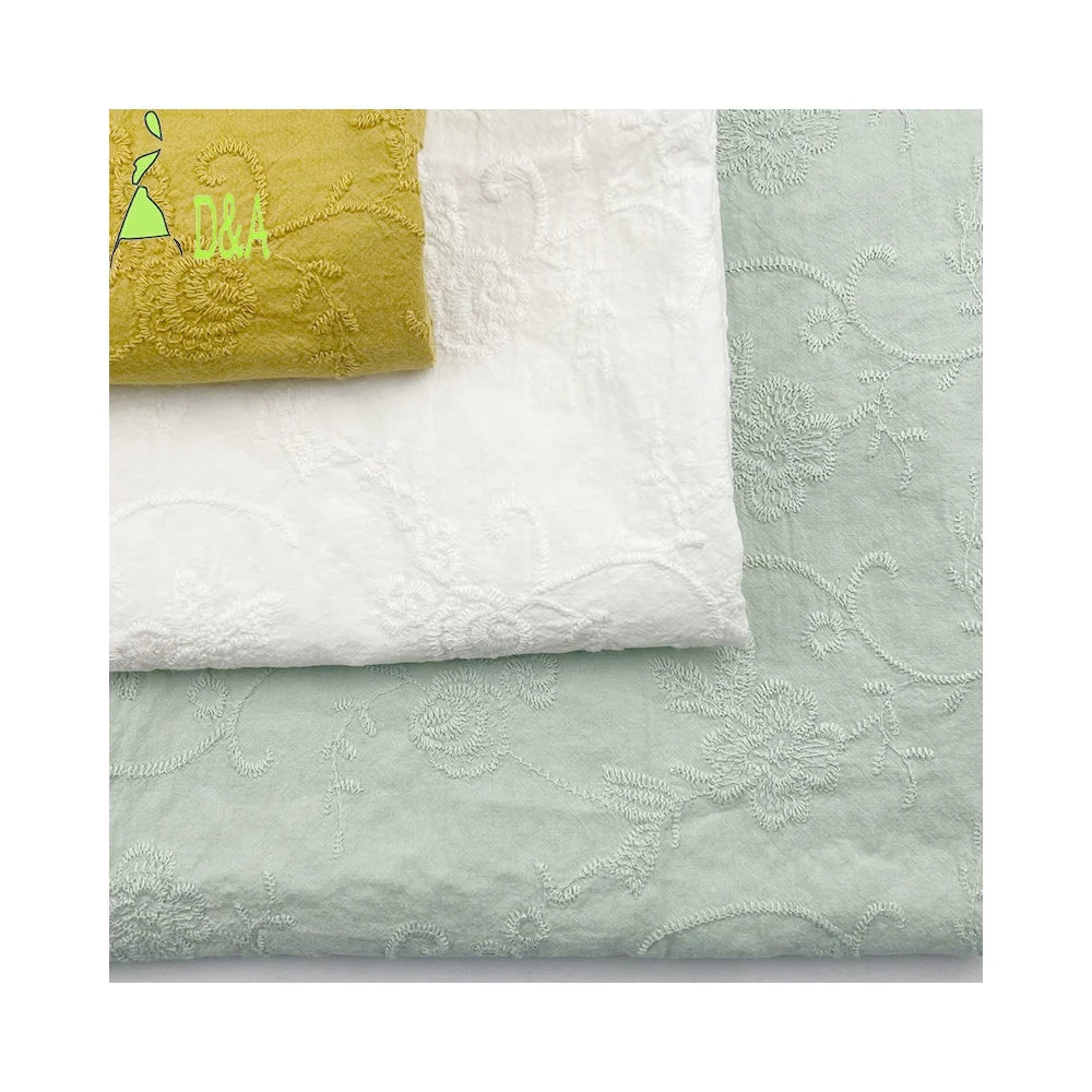 Hot Selling Customized for Swiss Cotton Voile Fabric Breathable Woven Stone Washed Embroidered for Girls Garments and Home