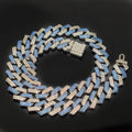 Hot Selling Jewelry 15mm Rhombus Prong Chain Cuban Necklace Bling pink Rhinestone Strip Miami Cuban Link Chain Necklace