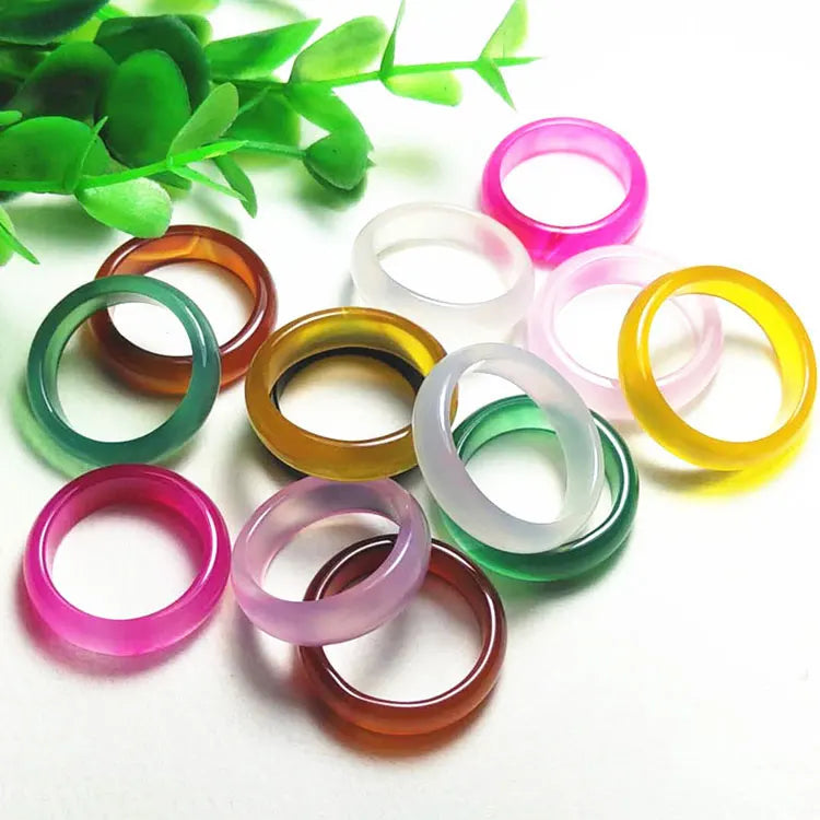 SC Natural 6mm Carnelian Rings Jewelry Women Smooth Donut Finger Ring Dainty Colorful Bright Carnelian Crystal Rings for Women
