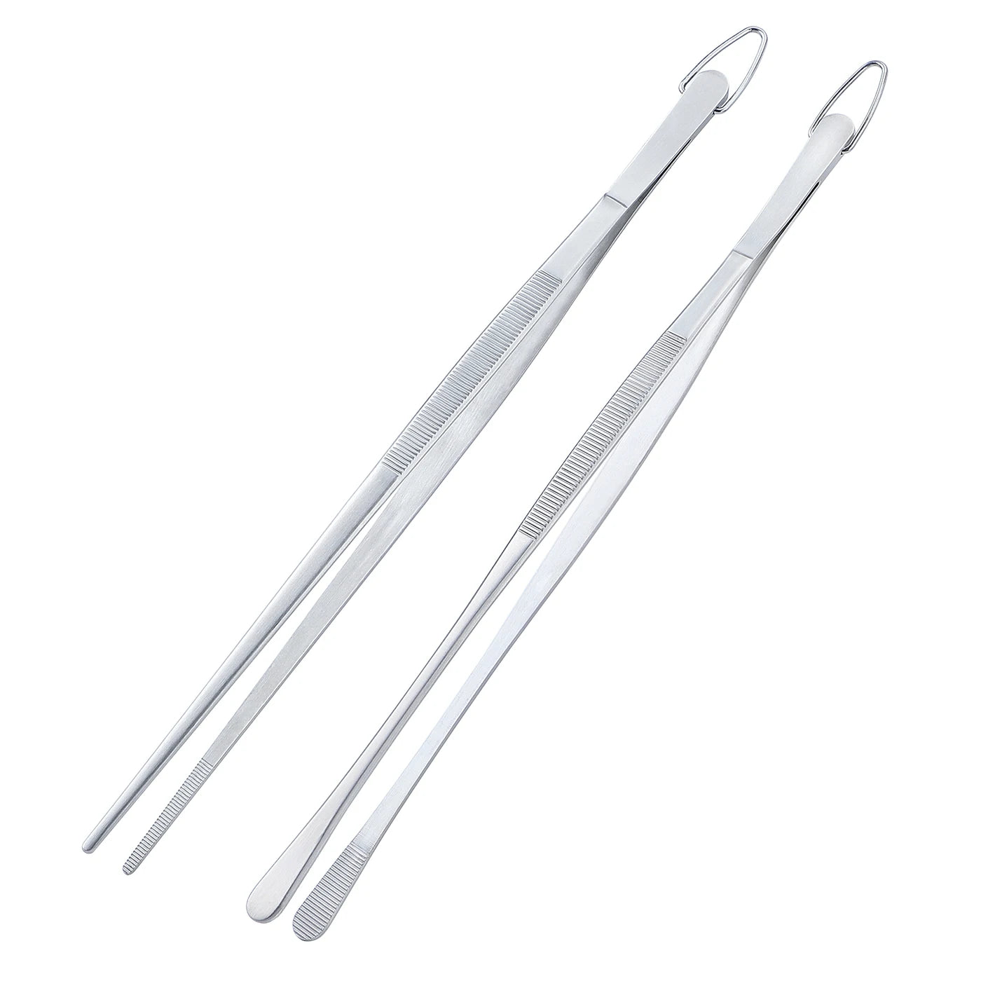 12 Inch Fine Tweezer Tongs Stainless Steel Kitchen Cooking Chef Tweezers Food Tongs with Hanging Hook