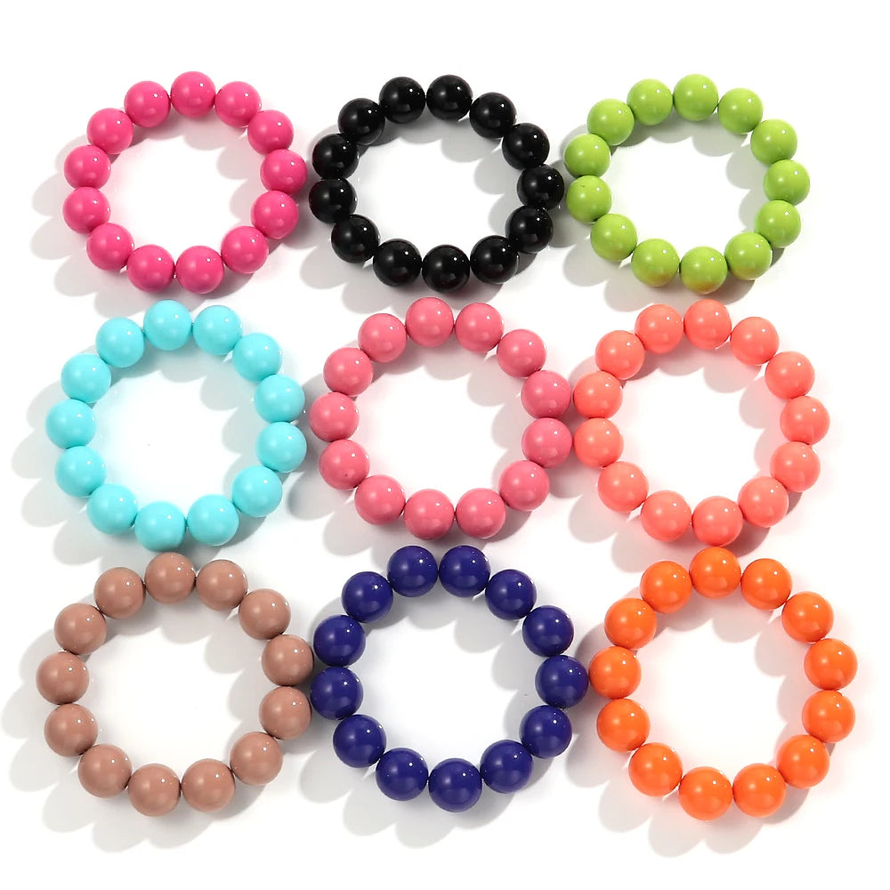 Factory Wholesale Simple Design Fashion Beaded Bracelet Multi Candy Color Beaded Women Jewelry Elastic Bracelet