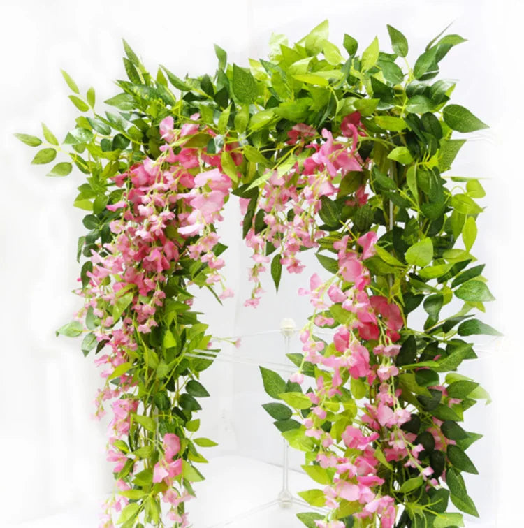 O-X352 Wholesale 2M Silk Wisteria Artificial Hanging Flower Wedding Decorations Real Touch Hanging Wisteria Flowers Garland