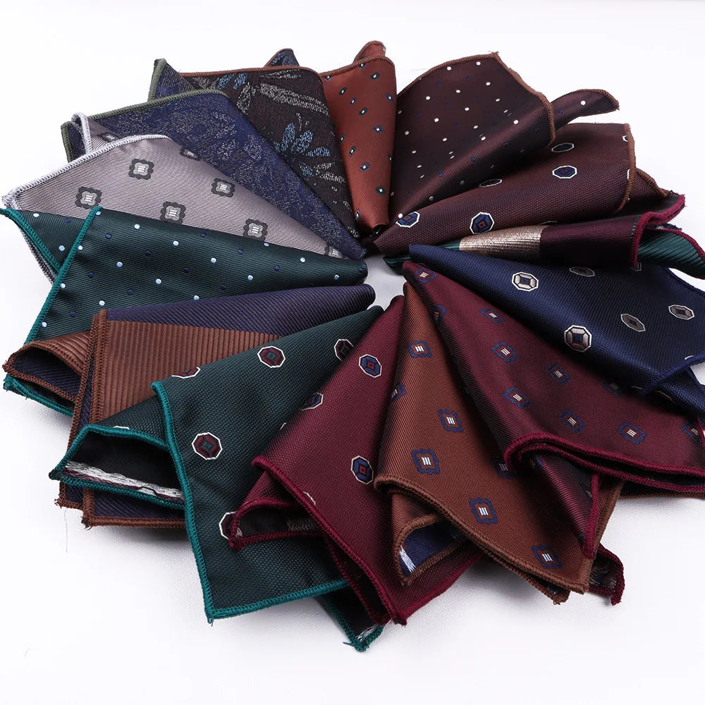 High Quality 23*23cm Polyester Pocket Square for Men Elegant Business Suit Handkerchief In-Stock