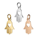 Fashion Jewelry DIY Heart Engraved Accessories Gold Plated Hamsa Hand Pendant Charms