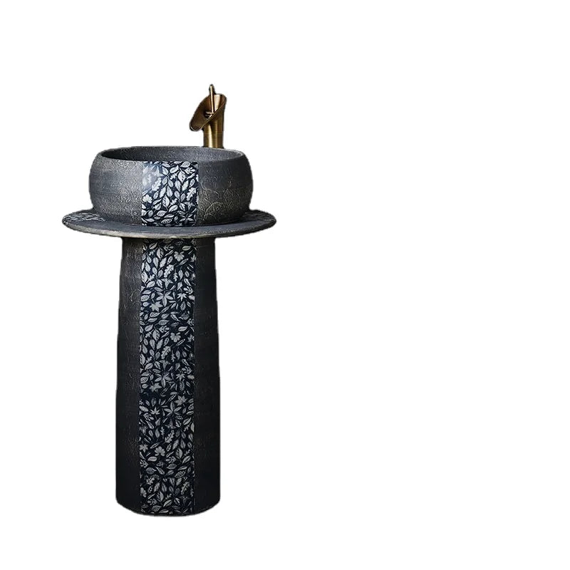 OEM ODM Bathroom Matt Finish Designer Pedestal Wash Basin Floor Mounted Free Standing Pedestal Ceramic Wash Basin