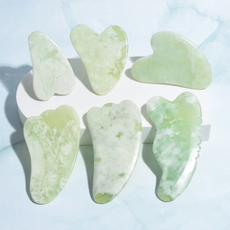 Jade Gua Sha Heart Shaped Xiuyan Jade Gua Sha with Box Facial Massage Anti-aging Slimming Face Lift Xiuyan Stone Scraping Tool