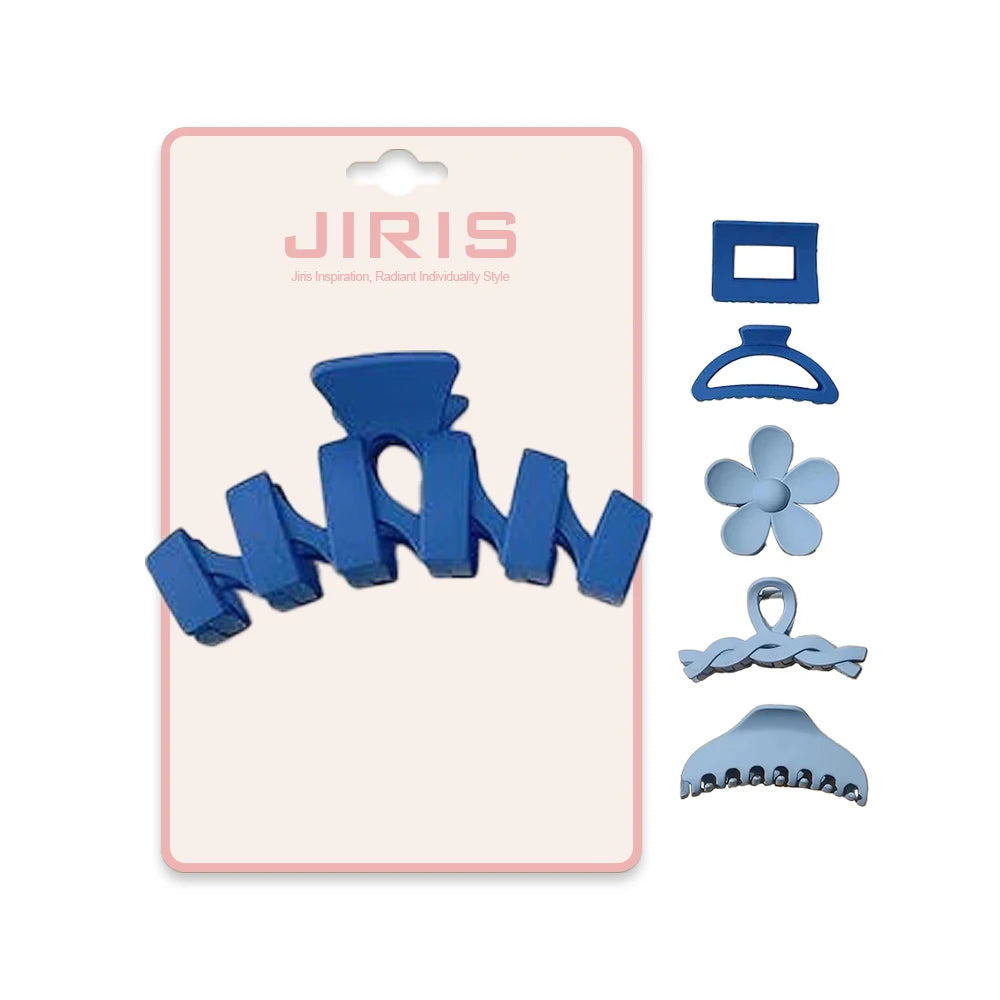 JIRIS Korean Frosted Blue Series Hair Clips Women Fashion All-match Shark Clip Female Ponytail Matte Geometric Hair Clip Claw