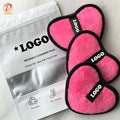 Private Brand Packaging 3PCS/set Colorful Heart Shape Microfiber Velvet Reusable Makeup Remover Pads with Customized LOGO