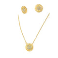 Women's 18k Gold Plated Stainless Steel Jewelry Set Zircon Pendant and Earring for Parties and Weddings