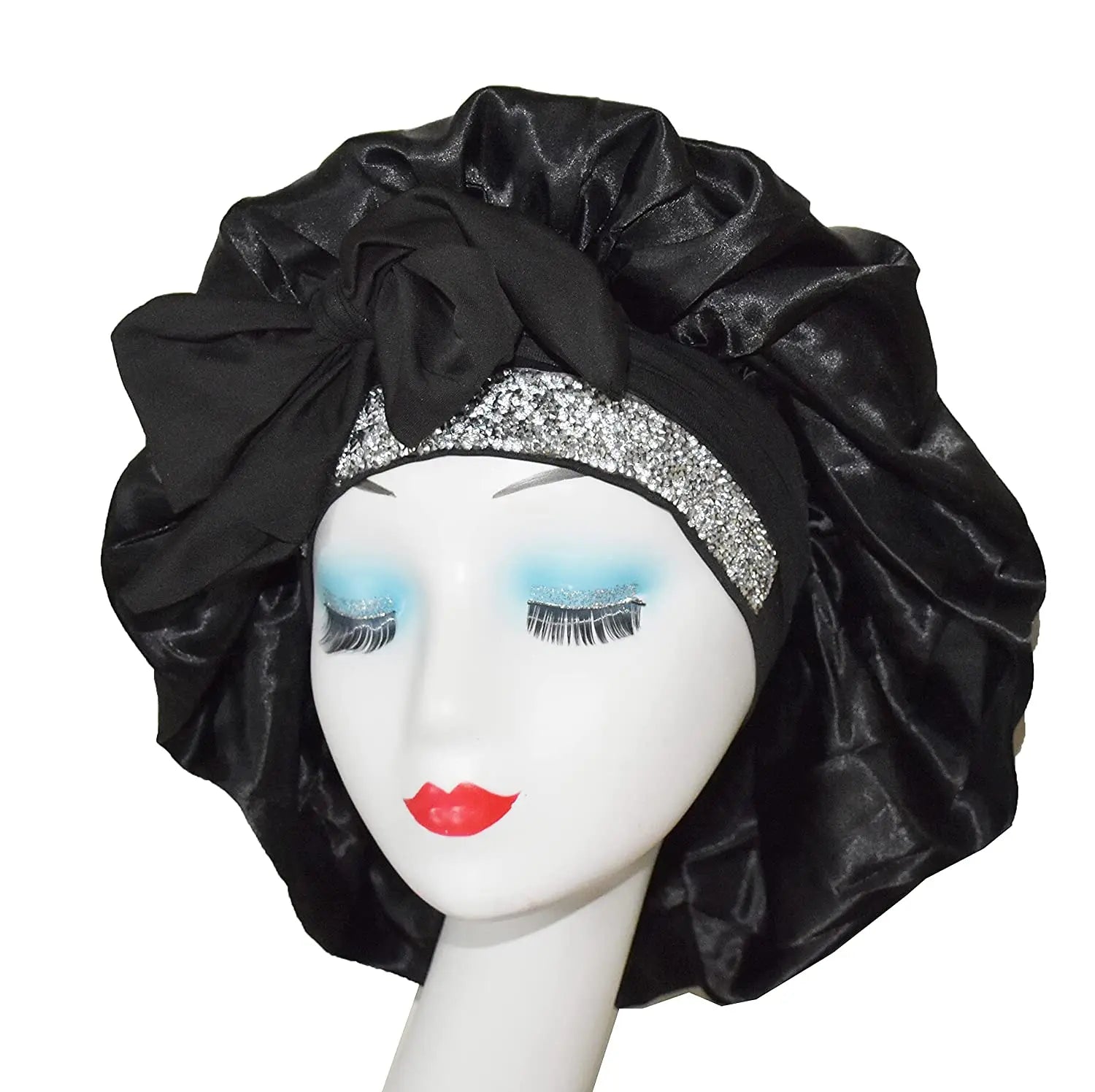 Black Pink White Customizable Rhinestone Satin Striped Custom Design Unisex All Seasons Hair Bonnets Braid Custom Logo Options