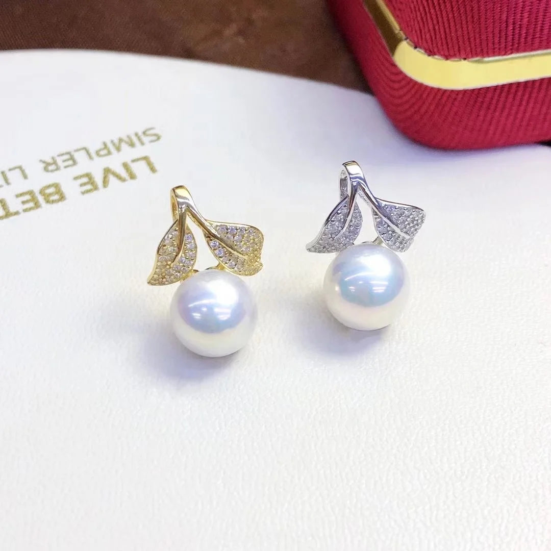 P1090 8-9mm DIY Natural  Freshwater Pearl Charm Pendant Necklace Accessory 925 Sterling Silver Jewelry for Women Without Chain