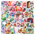 50Pcs Creative Watercolor Painting Graffiti Stickers for Luggage Book Decor Children Picture Books Sticker