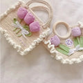 Personalized Tulip Hand Woven Bag Beautiful Handmade Wool Handbag Hot Sale Knitted Bag Crochet