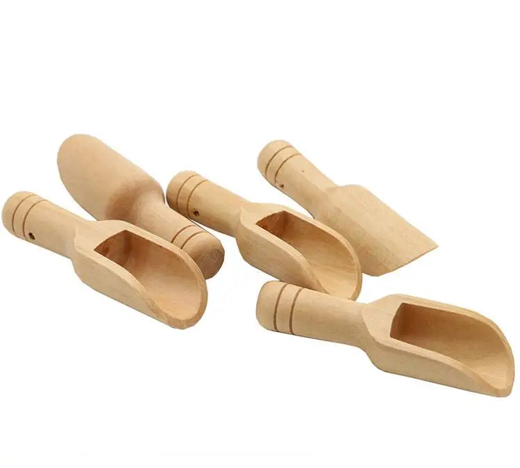 Wholesale Small Short Bamboo Wood Teaspoon Candy Buffet Spoon Cooking Measuring Mini Wooden Scoops for Bath Salts Powder