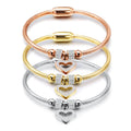 Manufacturer Love Heart Charms Bangle Bracelet Luxury 316L Stainless Steel Magnetic Locks  Bracelet for Women