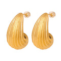 Baroque Personality Hollow Out Drop-Shaped Geometric Ear Studs Earrings Titanium Steel 18K Gold Plating Hoop Earrings No Fading