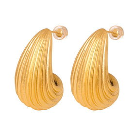 Baroque Personality Hollow Out Drop-Shaped Geometric Ear Studs Earrings Titanium Steel 18K Gold Plating Hoop Earrings No Fading