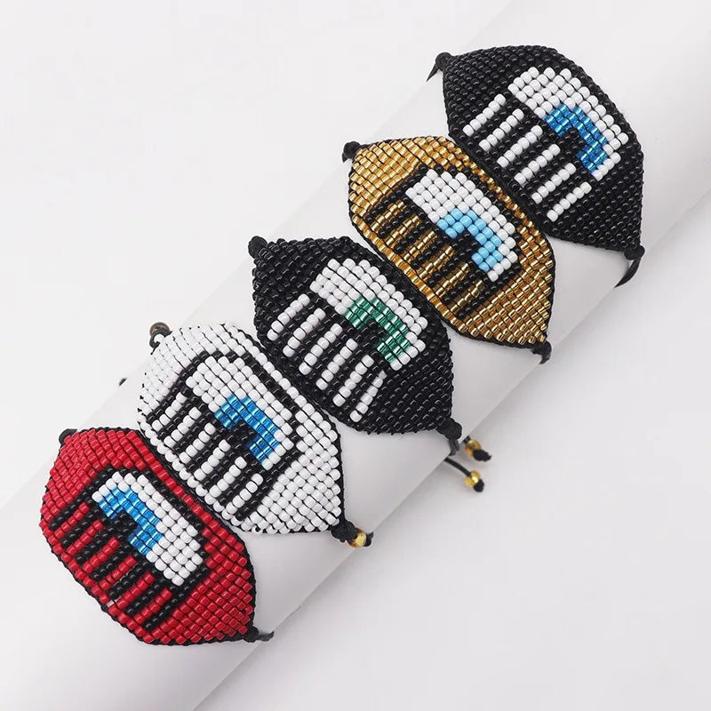 Handmade Bohemian Style Women's Bracelet Ethnic Lucky Eye Pattern Beaded Adjustable Antique Diy Beaded Bracelet Unique Gift