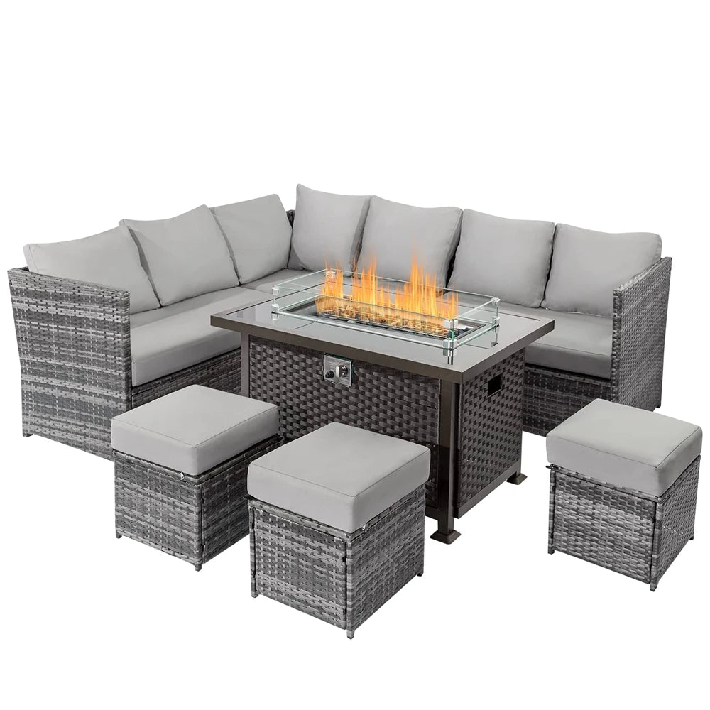 Cnlf YASN HYTZ049 Modular Furniture Corner Rattan Outdoor Sofa Set Seater Fire Pit Garden Sofas Set Furniture