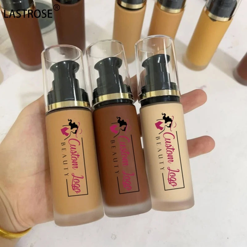 Private Label Vegan Waterproof Long Lasting Matte Face Foundation Women Dark Skin Full Coverage Makeup Cream Liquid Foundation