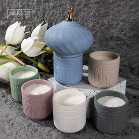 Merlin Living Room Decor Nordic Ceramic Candle Holder Modern Home Decor Candle Jar for Ceramic Jar