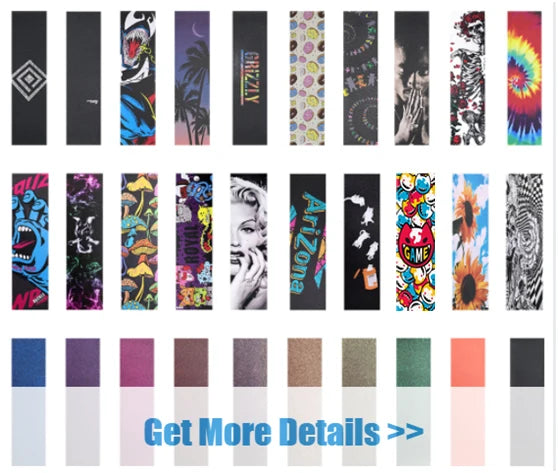 Perforated Skateboard Grip Tape  Anti-slip Tape with Silk-Screen Printing PrintingColor Printing