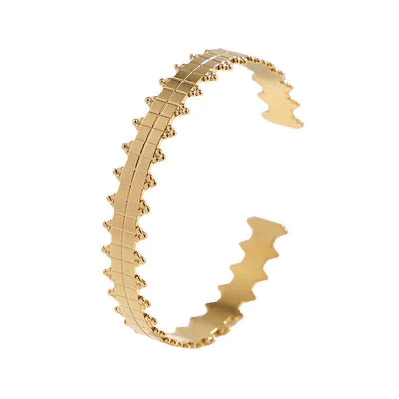 Beimai OEM Simple Irregular 18k Gold Stainless Steel Bangle