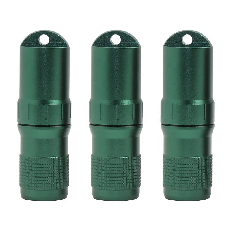 CNC Machined Aluminum Anodised Waterproof Survival Capsules EDC Pill Match Case Container for Emergency Supply Kits