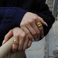 Chris April in Stock 316L Stainless Steel PVD Gold Plated Minimalist and Exaggerated Celi Style Double Thick Circle Arc Ring