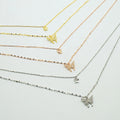 925 Sterling Silver New Design Double Layered Delicate Chain Jewelry butterfly Pendant Necklace for Women