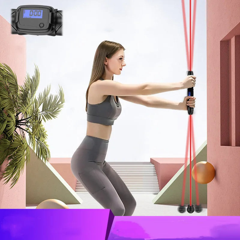 CW FTB001 Gym Equipment Fitness Red/Black Aerobic Swing Flexi Bar Stick 1kg Portable for Core Strength Training