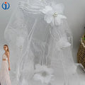 Fashion African 100% Polyester Yellow Multicolor 3D Flowers Lace Embroidery Tulle Mesh Fabric with Flowers Buds Pearls Beaded