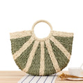 Colorful   Handle  Hand-woven Straw Beach  Shopping