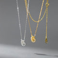 Wholesale Fashion Jewelry 925 Sterling Silver Two Round Circles Double Rings Zircon Gold Plated Necklaces for Women