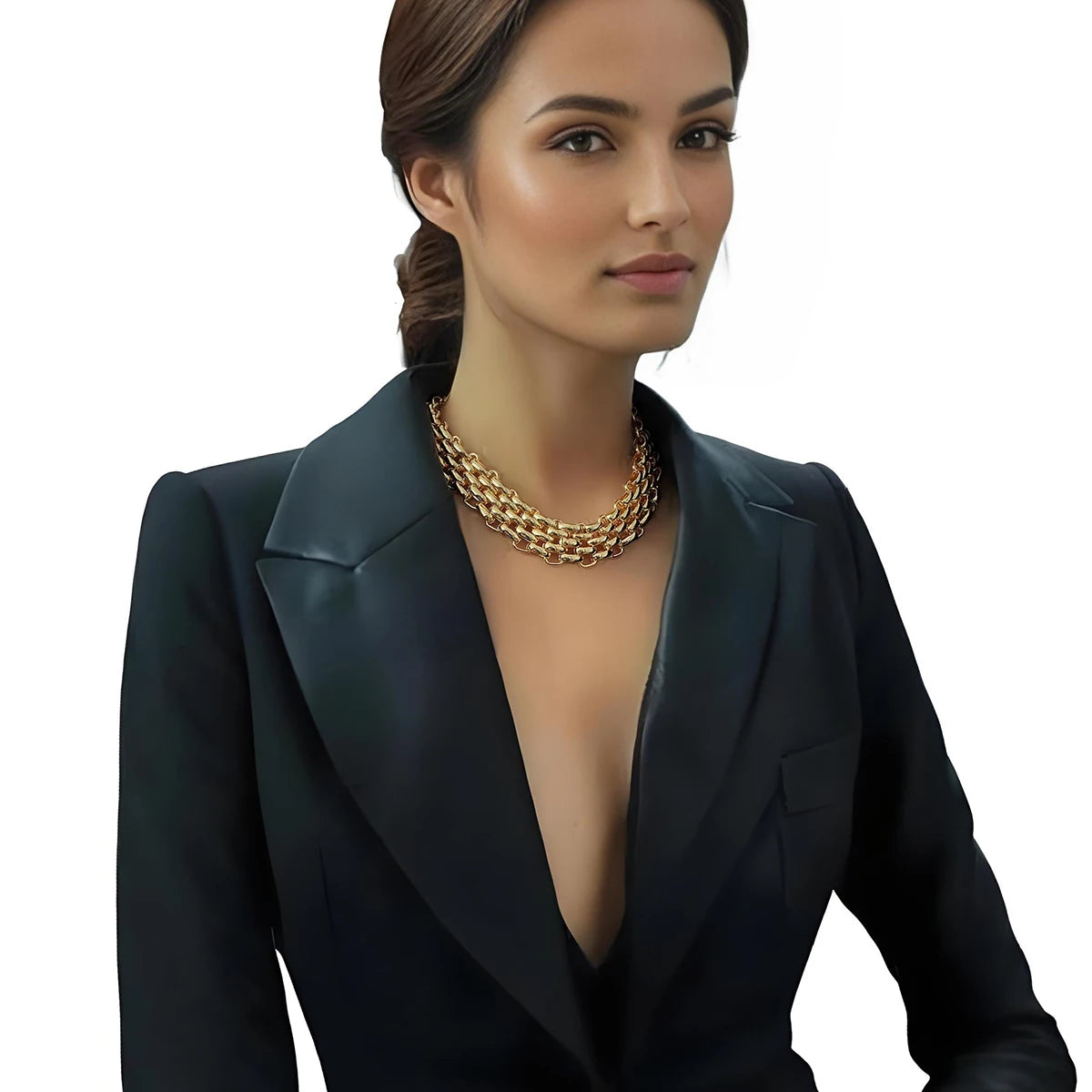 Exaggerated Thick Metal Choker Necklace for Women Gold Color Silver Color Chunky Collar Accessories on the Neck Fashion Jewelry