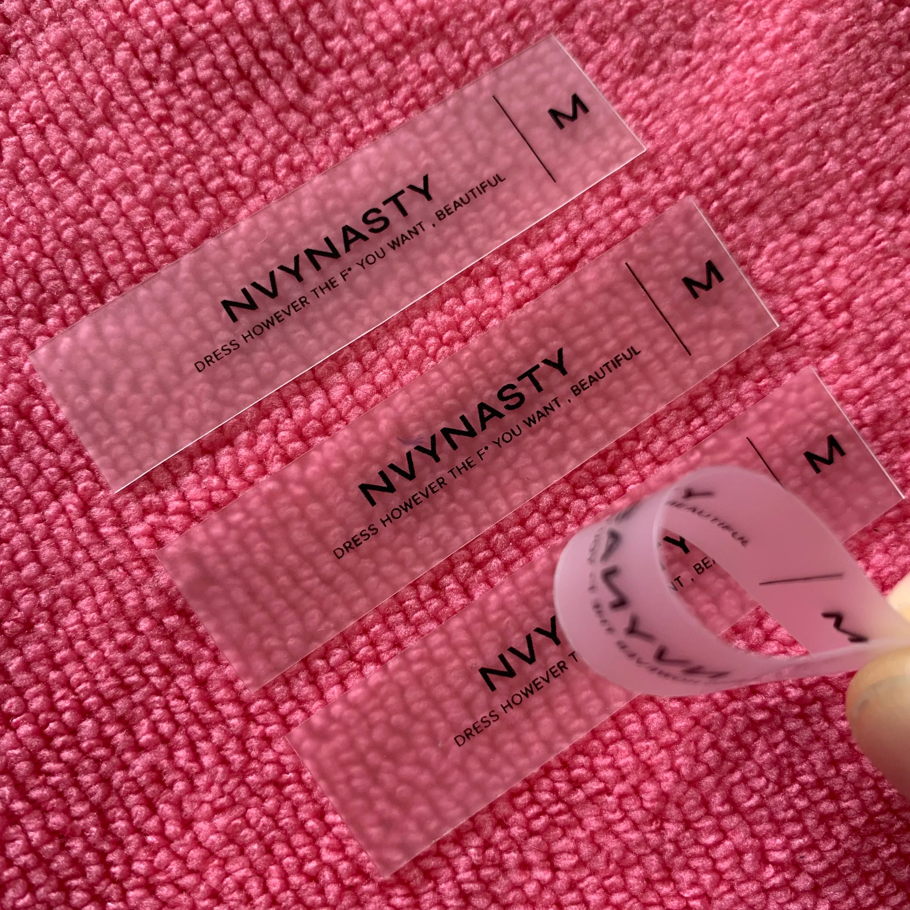 Waterproof Soft Printing clear TPU Plastic Labelwashing Care Size Transparent TPU Label for Apparel