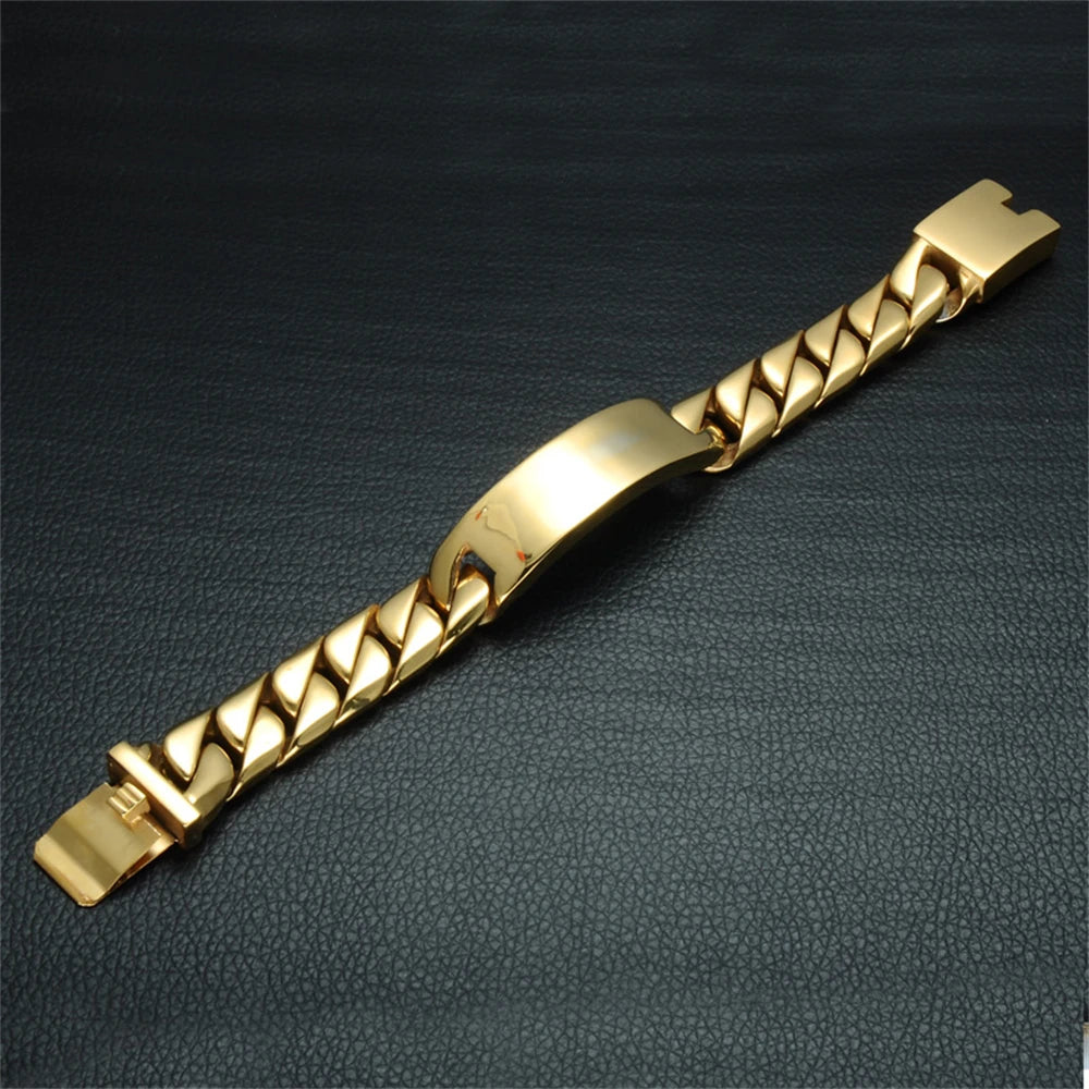 Hip Hop Stainless Steel 18k Gold Bracelet Cuban Bracelet   Hot Selling High Quality  Bracelet