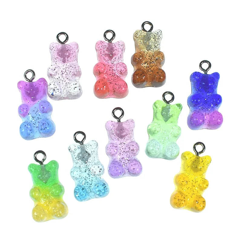 Wholesale Custom DIY Mini Teddy Bear Pendant Gradient Simulation Resin Accessories for Children's Clothing or Accessories