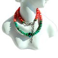 Natural Turquoise spiny oyster  925 Sterling Silver shell bead Roundell shape  Necklace