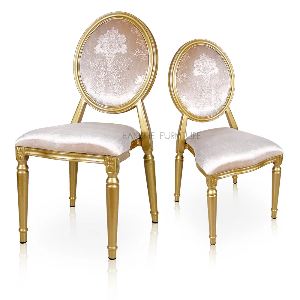 Modern Gold Metal Dining Chair With Moroccan Round Back Hotel Furniture by Manufacturer for Weddings Parties Halls