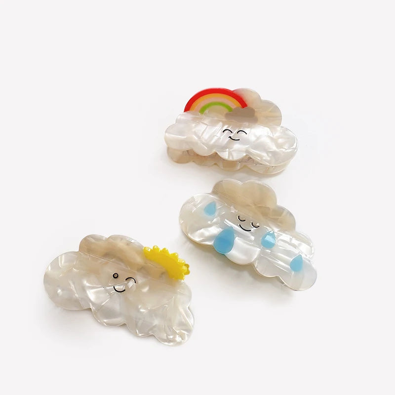 Wholesale New Arrival Fashion Girls Cute Cloud Acetate rainbow Glossy Large Shark Hair Clamp Female Hair Claw Clips