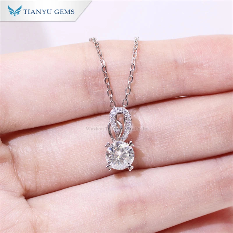 Tianyu Gems 18K Gold Plated White 0.5ct 1ct Vvs Moissanite 925 Sterling Silver Choker Necklace