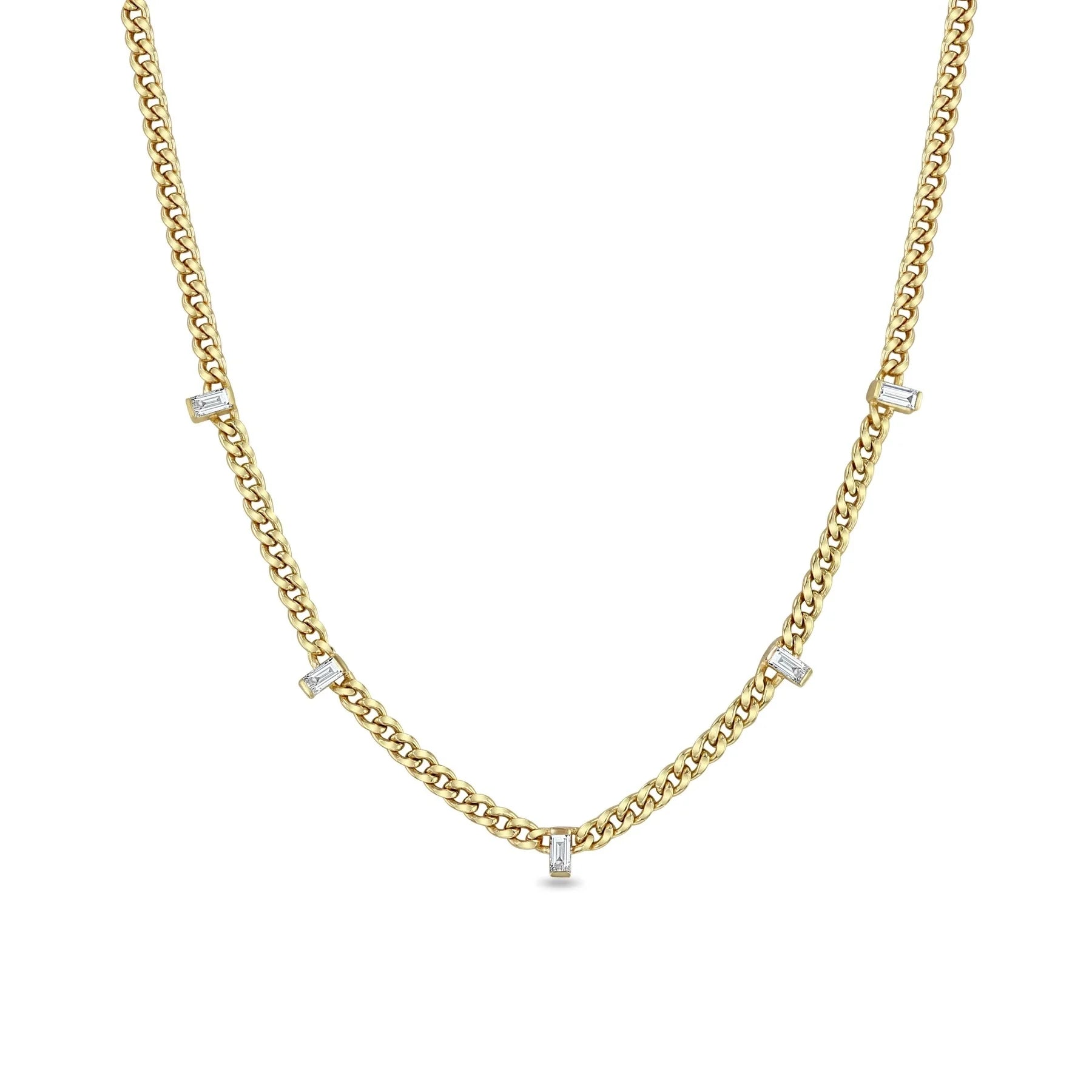 LOZRUNVE 925 Sterling Silver Hip Hop 14k Gold 18k Gold Baguette Charm Small Curb Chain Necklace Choker