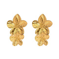 Vintage Waterproof 18K Gold Plated Jewelry Stainless Steel Elegant Double Big Flower Stud Earrings for Women YF3577