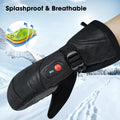 Waterproof Leather Touchscreen Adjustable Wrist Strap Winter Ski Mitten Gloves Electric Heating Breathable Features