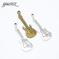 YuenZ 2 Colour Antique Silver Plated Charms Guitar Pendants for Jewelry Making DIY Handmad 41*14mm P127