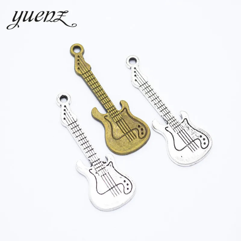 YuenZ 2 Colour Antique Silver Plated Charms Guitar Pendants for Jewelry Making DIY Handmad 41*14mm P127