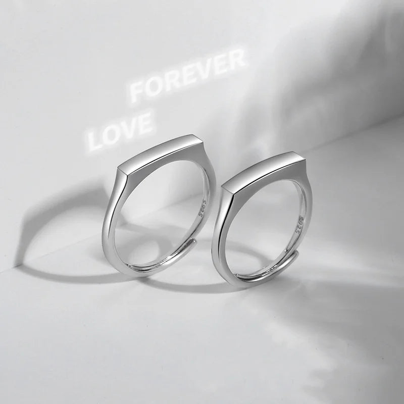 S925 Sterling Silver Projection Reflection Couple Ring Colorless Tiktok Love Forever Engagement Ring