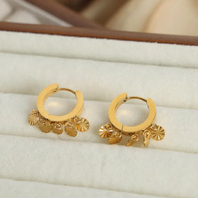 Beimai OEM Earrings Gold Stainless Steel 18k Jewelry Round Pendant U-shaped Women Earrings